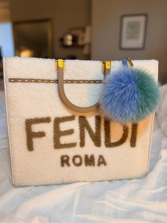 Fendi Accessories - FENDI Tricolor Fox Fur Pom Pom Fendi Bag Charm Keychain Pastel Blue Pink Green